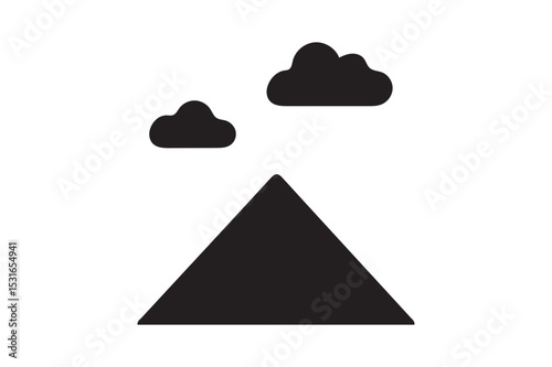 Cloud and mountain icon black silhouette vector illustration on white background
