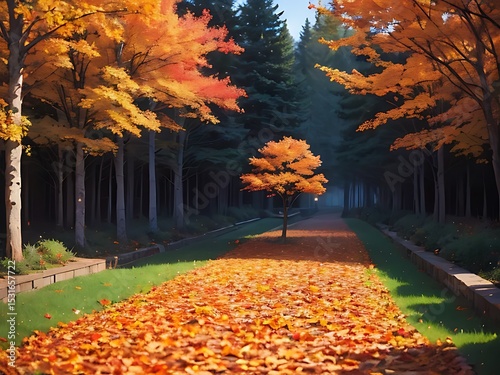 Golden Autumn Foliage Background