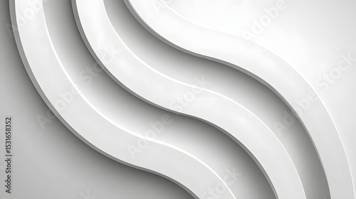 White curved wave abstract background with soft gradients, smooth lines, and modern minimal style, creating calm and elegant visual effect for design projects
