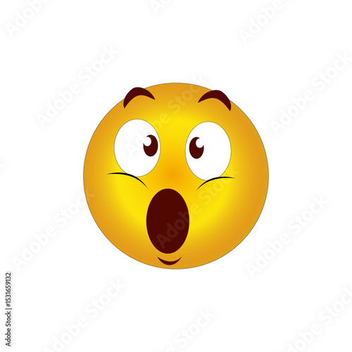 Surprise vector icon. Shocked face shape. Yellow color design. White background symbol.