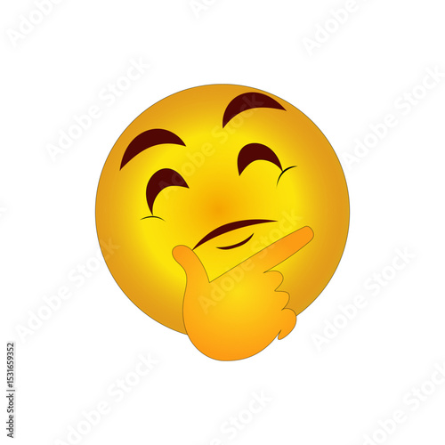 Thinking vector icon. Pensive face shape. Yellow color design. White background symbol.