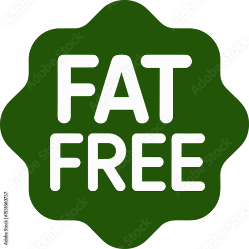 Fat Free Label Sign – Green Vector Badge for Healthy Food, Nutrition, Diet Products, Organic Packaging, and Wellness Marketing

