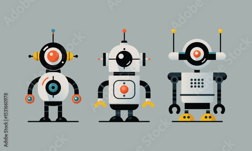 Futuristic Cartoon Robot Illustration AI Technology Robotics Innovation Digital Future Automated Machines Sci-Fi Android Design Cybernetic Art Tech Industry Robotics Engineering Automation