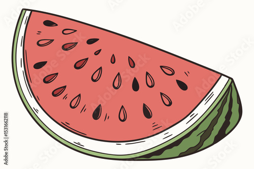 Hand drawn illustration of a watermelon slice