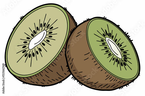 Two halved kiwifruit illustration