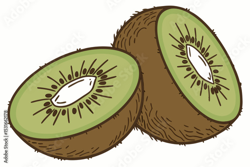 Two halved kiwis illustration