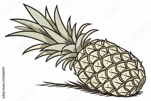 Hand drawn illustration of a single pineapple