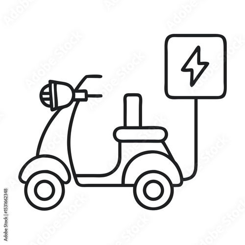 Charging Electric Scooter at Charging Station During Daytime