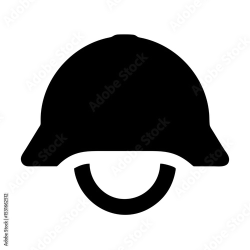 Simple Black Silhouette of a Military Helmet on White Background