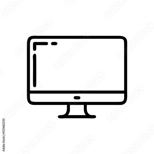 Simple Monitor Display Illustration in Black and White Style
