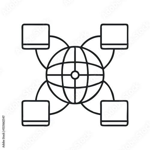Network Connection Diagram Showing Decentralized Systems on a Globe