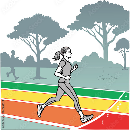 Interval training illustration with heart rate zones