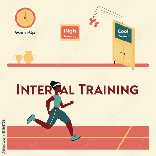 Interval training illustration with heart rate zones