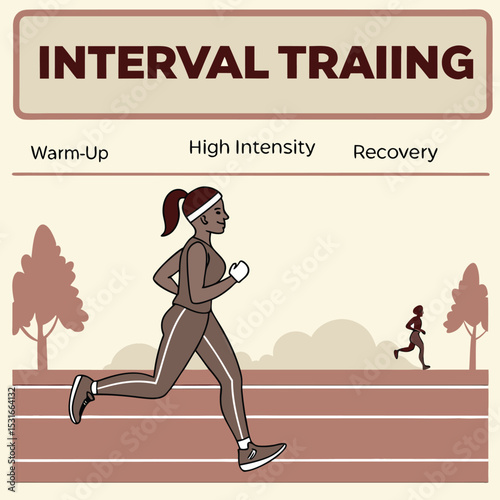 Interval training illustration with heart rate zones