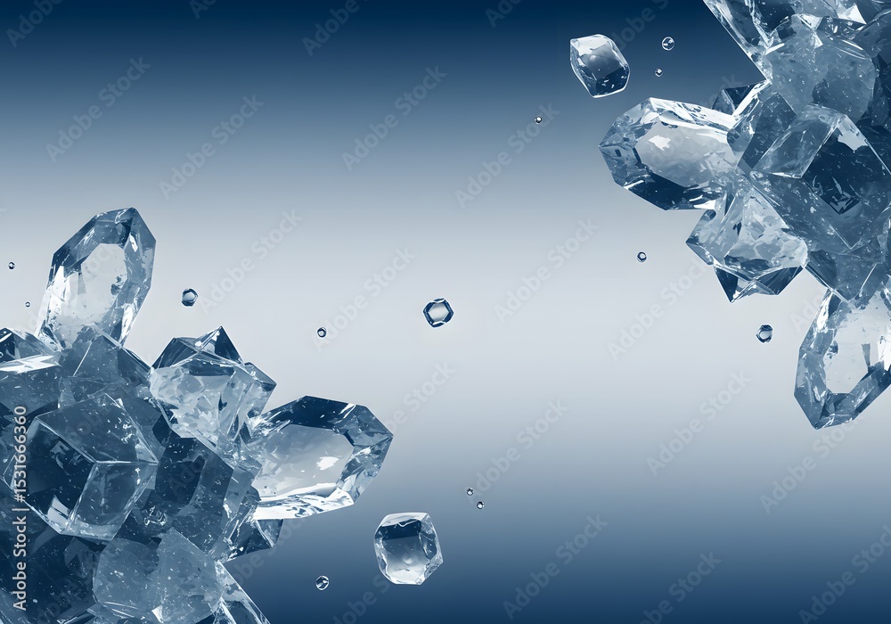 Fototapeta premium Stunning Ice Crystals Background Image Cool Blue Tones