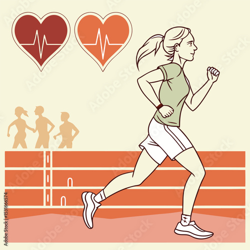 Interval training illustration with heart rate zones