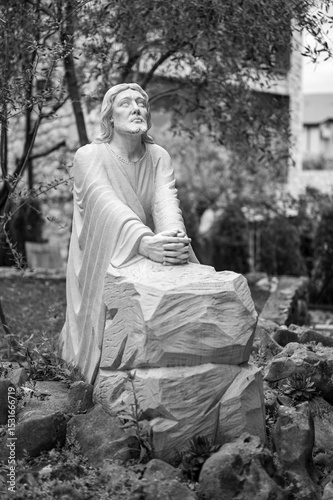 The Agony of Jesus in the Garden of Gethsemane. A statue near a community chapel in Medjugorje.