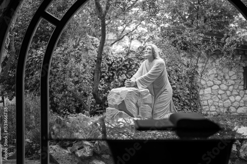 The Agony of Jesus in the Garden of Gethsemane. A statue near a community chapel in Medjugorje.