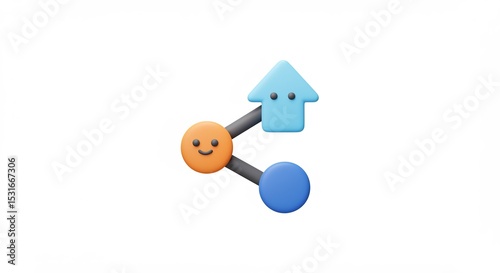 Happy icons joyfully share data upward brightly lit. AI Generated