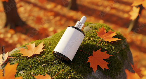 Serum Bottle Mockup - Autumn Leaves, Natural Beauty