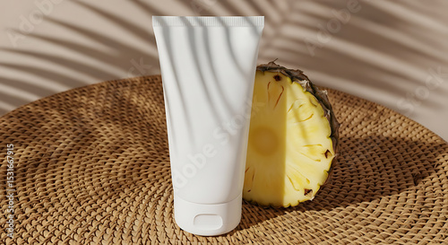 Tropical Skincare - Tube Mockup with Pineapple