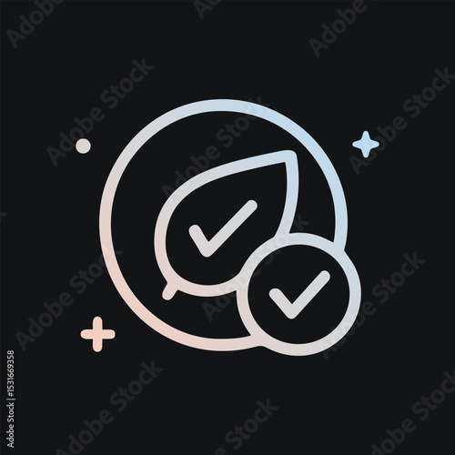 Leaf checks pristine ecological clean. Icon symbol illustration