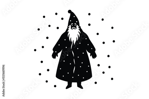 Santa Claus in snowfall vector art illustration