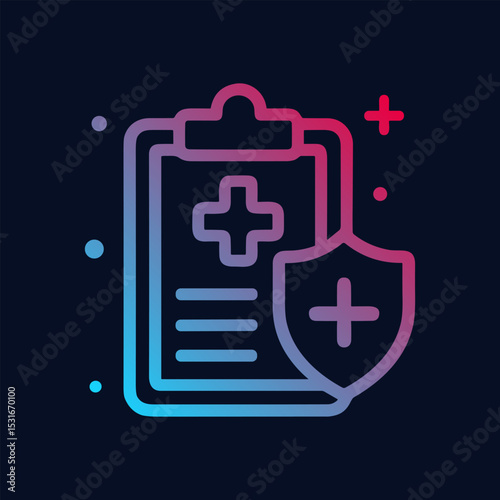 Gradient health report protected safety. Icon symbol illustration
