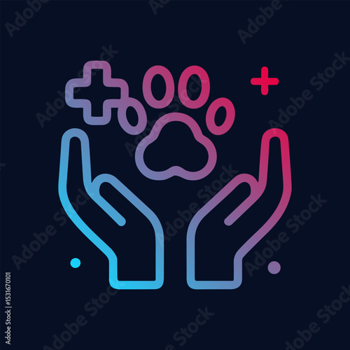 Veterinary protection with care and love. Icon symbol illustration