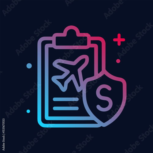 Trip insurance protected against problems. Icon symbol illustration