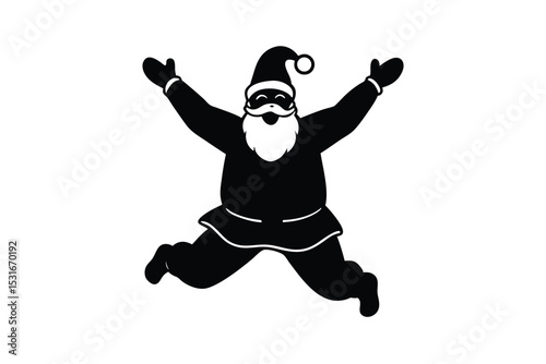 Santa Claus jumping with joy vector art illustration