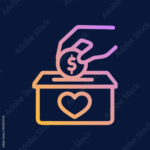 Charitable donation illustration with heart symbol. Icon symbol illustration