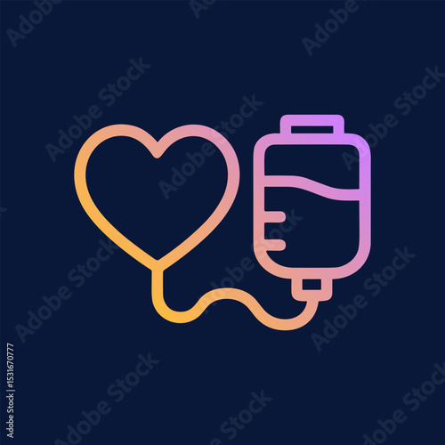 Gradient heart infusion for vitality. Icon symbol illustration