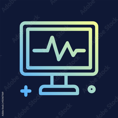 Monitor with Heart Rhythm Graphic. Icon symbol illustration
