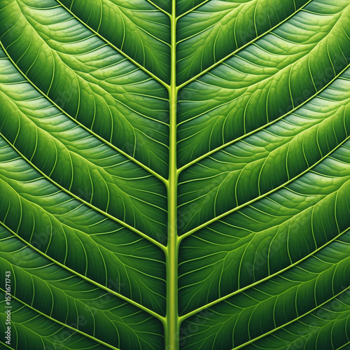 Close-up of a green leaf with prominent veins and a detailed texture.