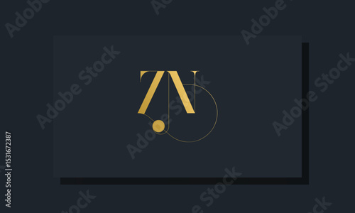 Minimal royal initial letters ZN logo