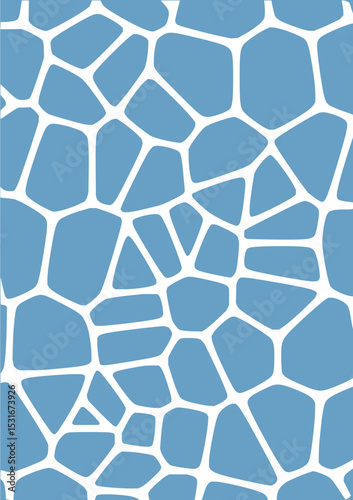 Minimilist blue irregular polygons separated by white lines creating a mosaic pattern on a flat surface view vector