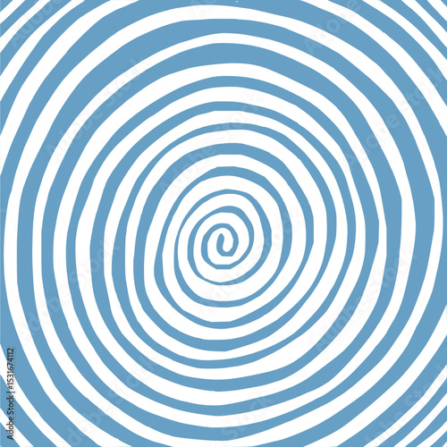 Minimilist illustration of a hypnotic spiral pattern with alternating light blue and white bands converging inward vector