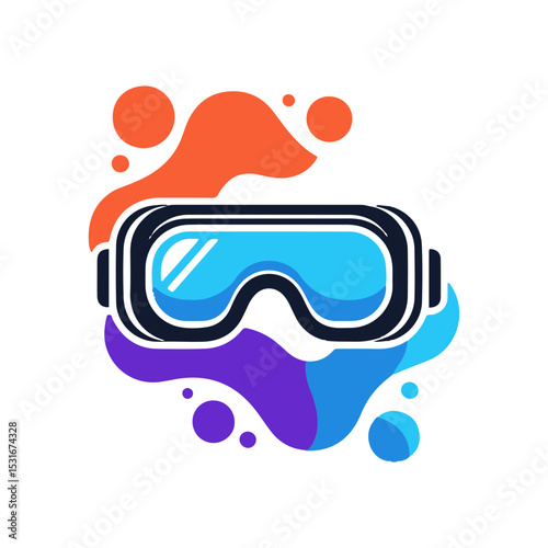 Virtual Reality Headset Icon with Abstract Color Splash