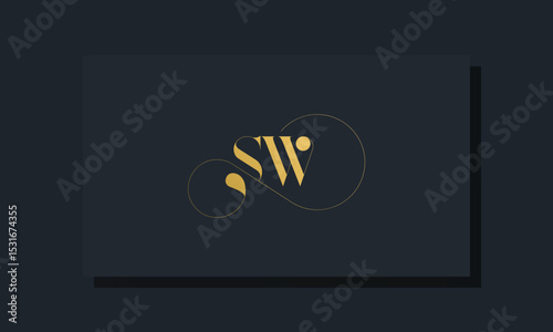 Minimal royal initial letters SW logo
