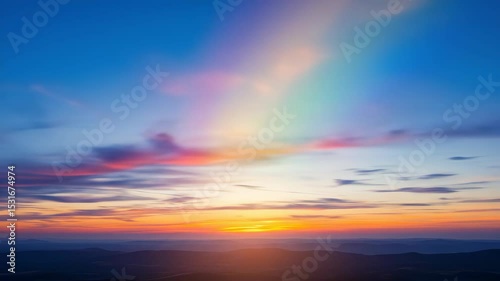 Colorful sunset sky over landscape panorama image for creative purposes