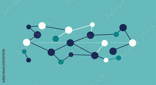 Abstract Network Connection Nodes and Lines Representing Data Flow and Interconnectivity