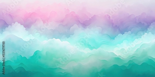 Dreamlike Pastel Cloudscape A Serene Watercolor Rendering of Rolling Hills and Soft, Ethereal Hues