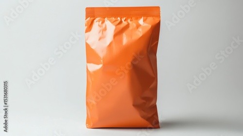 Orange food packaging bag on a white background.