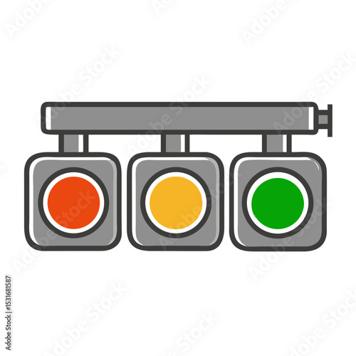 Horizontal traffic light with red, yellow, and green signals  