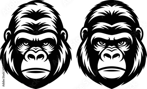Gorilla Head Vector Illustration – Vintage Gorilla Logo Design for Branding and Mascots

 photo