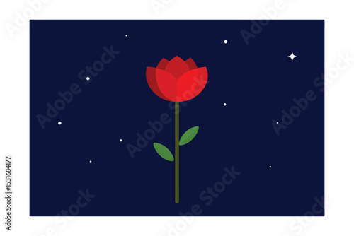 Night Bloom A Single Red Tulip Under the Stars