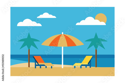 Beach Relaxation Tropical Getaway Paradise Illustration