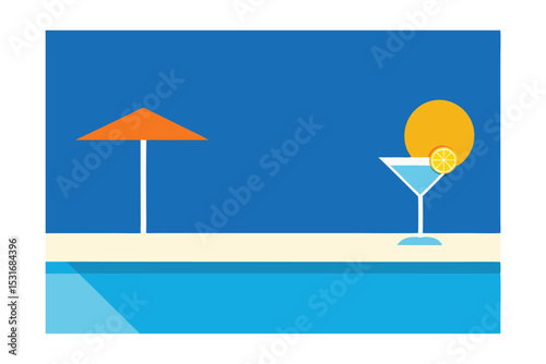 Sunset Poolside Cocktail Summer Relaxation and Getaway Vibes