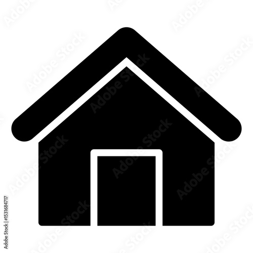Home Address - Glyph Black Fill Silhouette icon - Simple house outline, representing residential contact address or home-based communication